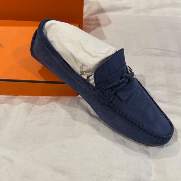Hermes Navy Blue Slip-On Loafers - Picture 2 of 7